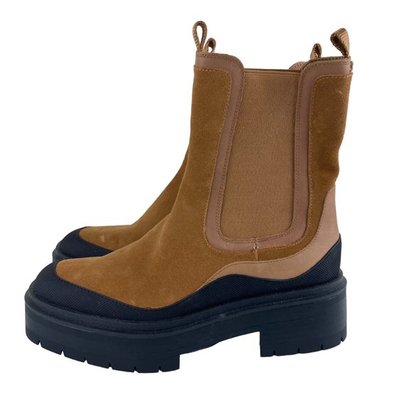 Sam Edelman Shoes - NEW Sam Edelman Womens Sz 8.5 Lulia Brown Suede Chelsea Chunky Heel Platform